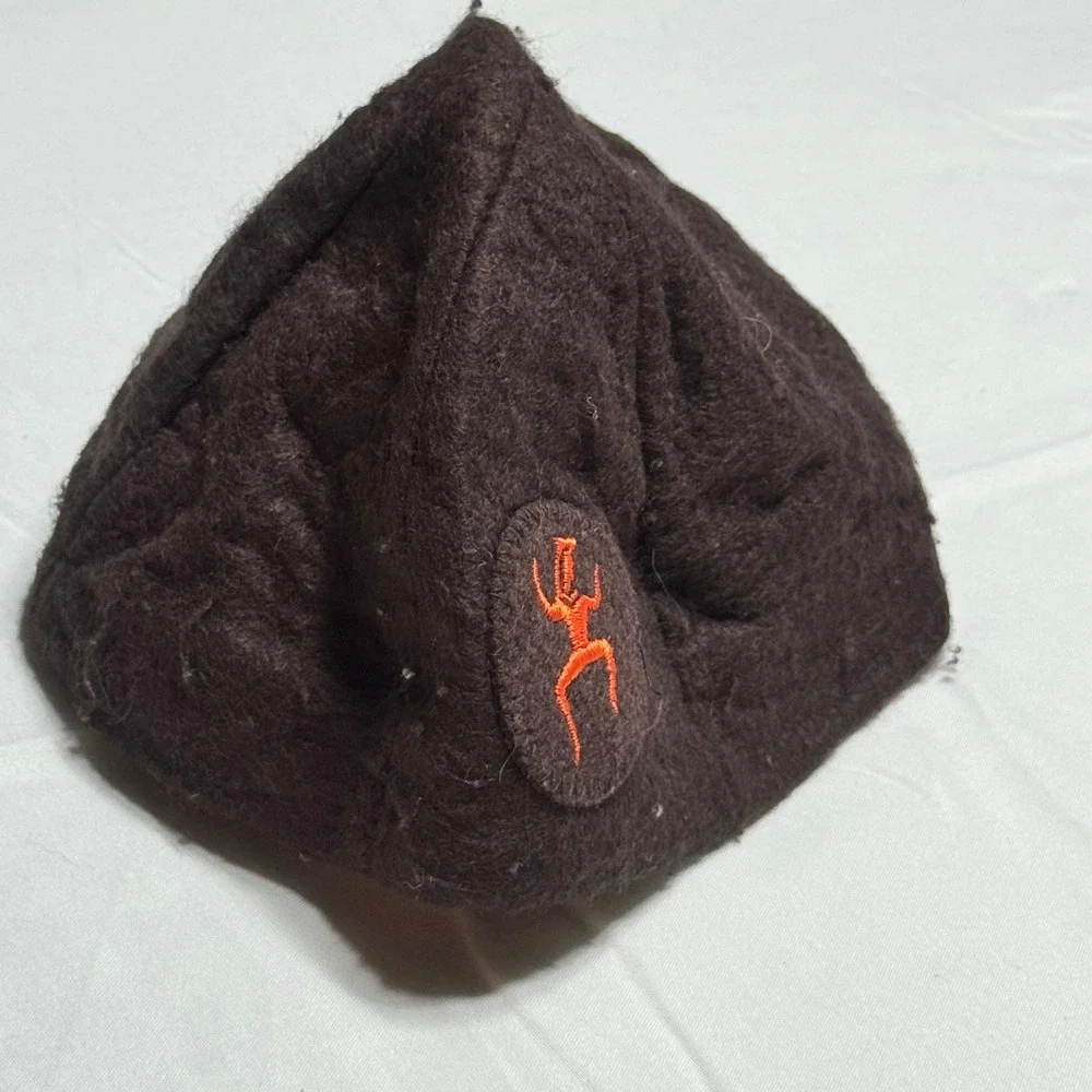 Girl Scouts Brownie Vintage Beanie Hat Girls Large Wool Rayon Brown USA